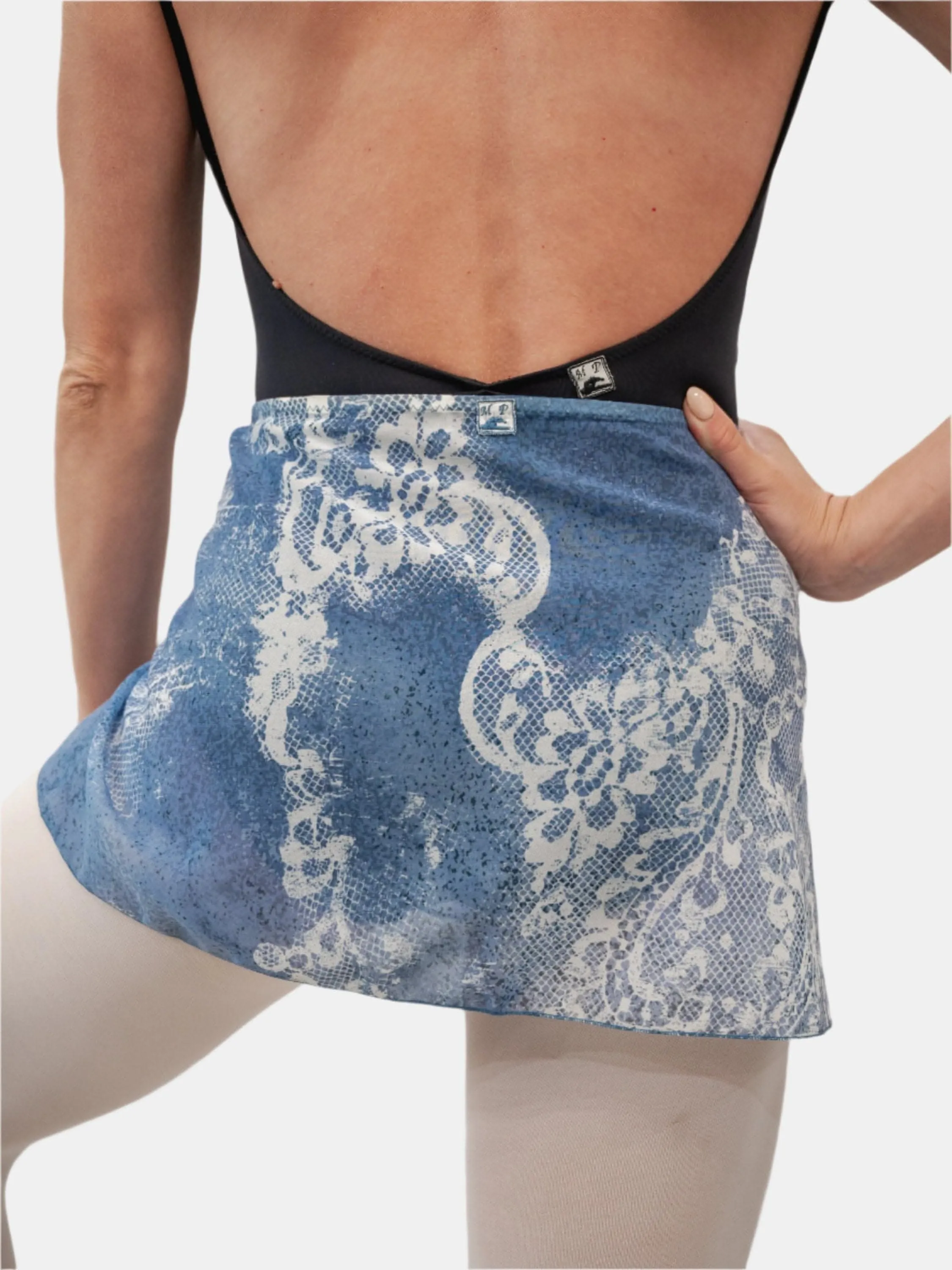 Floral Powder Blue Wrap Short Dance Skirt MP302