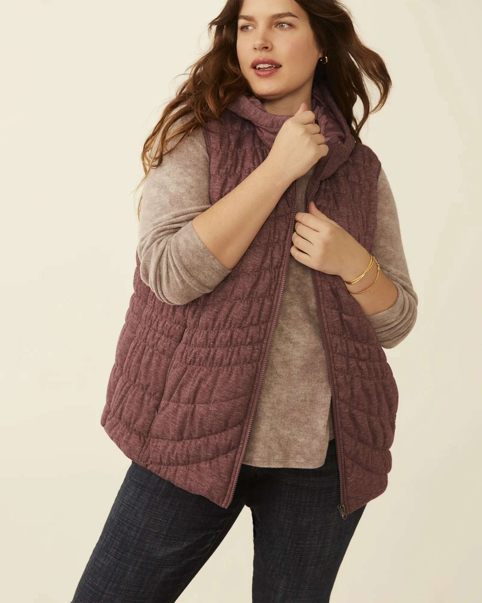 Frances Quilted Puffer Vest | Burgundy