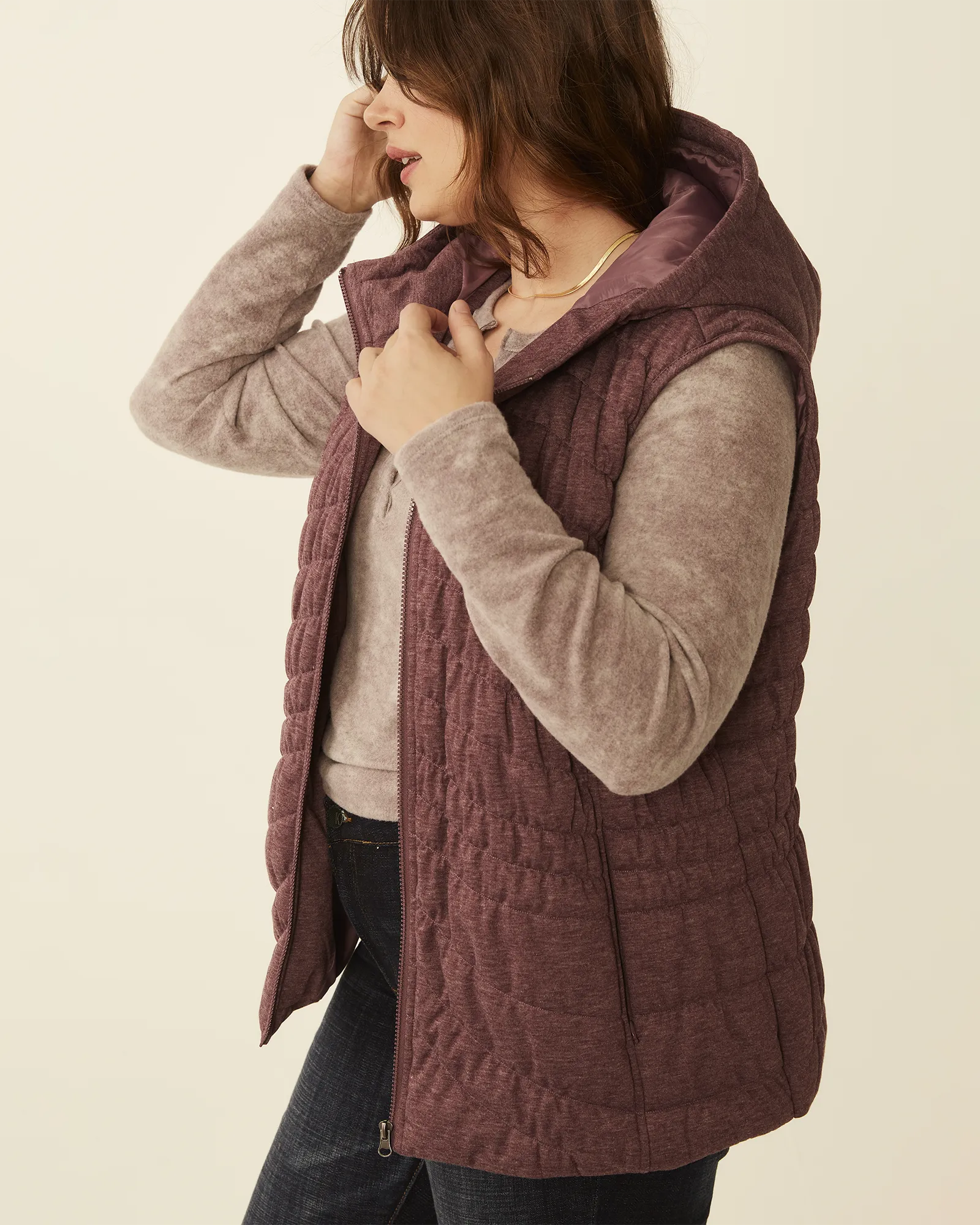 Frances Quilted Puffer Vest | Burgundy