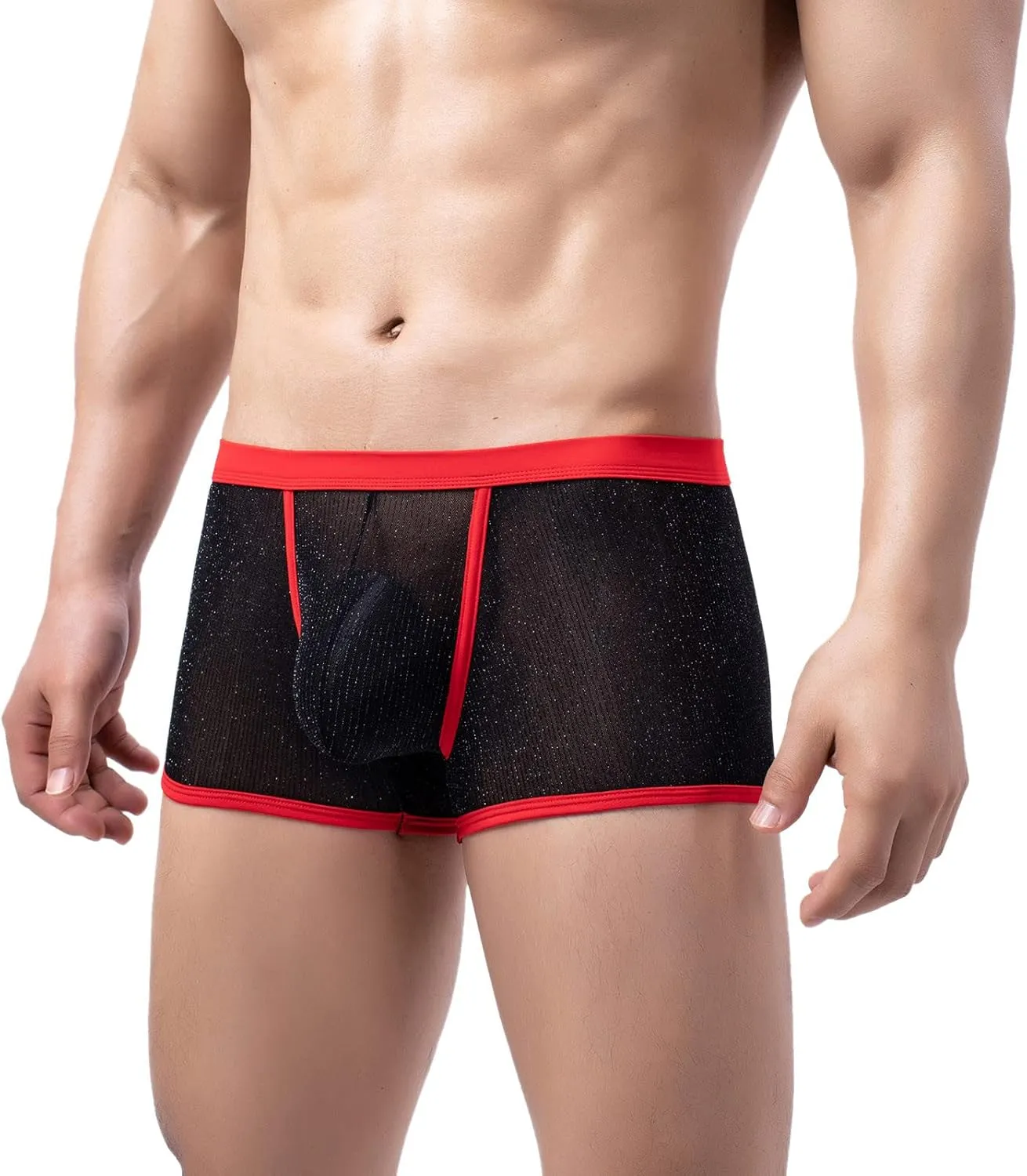 GIERIDUC Men's See Through Underwear Matching Christmas Underwear Couples Men Underwear Boxer Brief High Waisted Male Thong