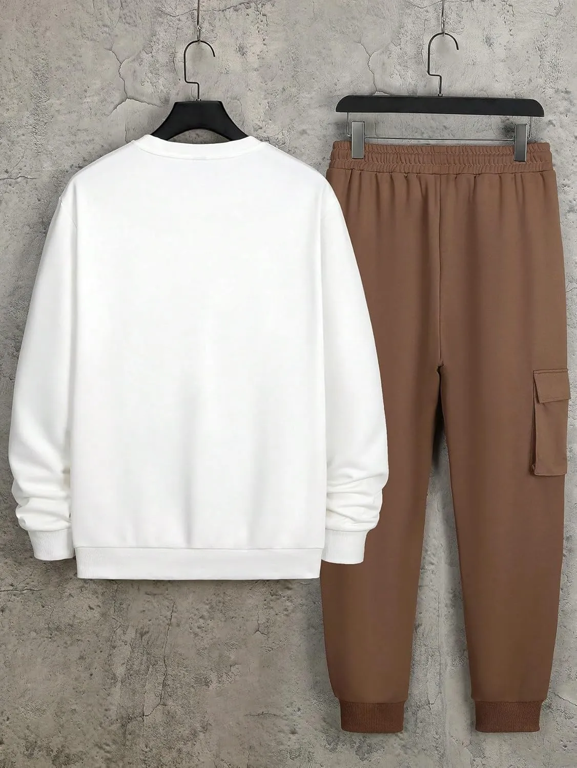 GORGLITTER Men's 2 Piece Outfits Color Block Graphic Thermal Lined Sweatshirt and Sweatpants Tracksuit Set