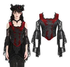 Gothic Elegant Lace Off-Shoulder Embroidered Top