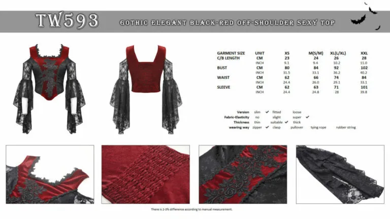 Gothic Elegant Lace Off-Shoulder Embroidered Top