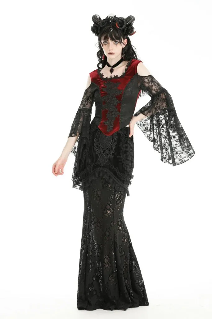 Gothic Elegant Lace Off-Shoulder Embroidered Top