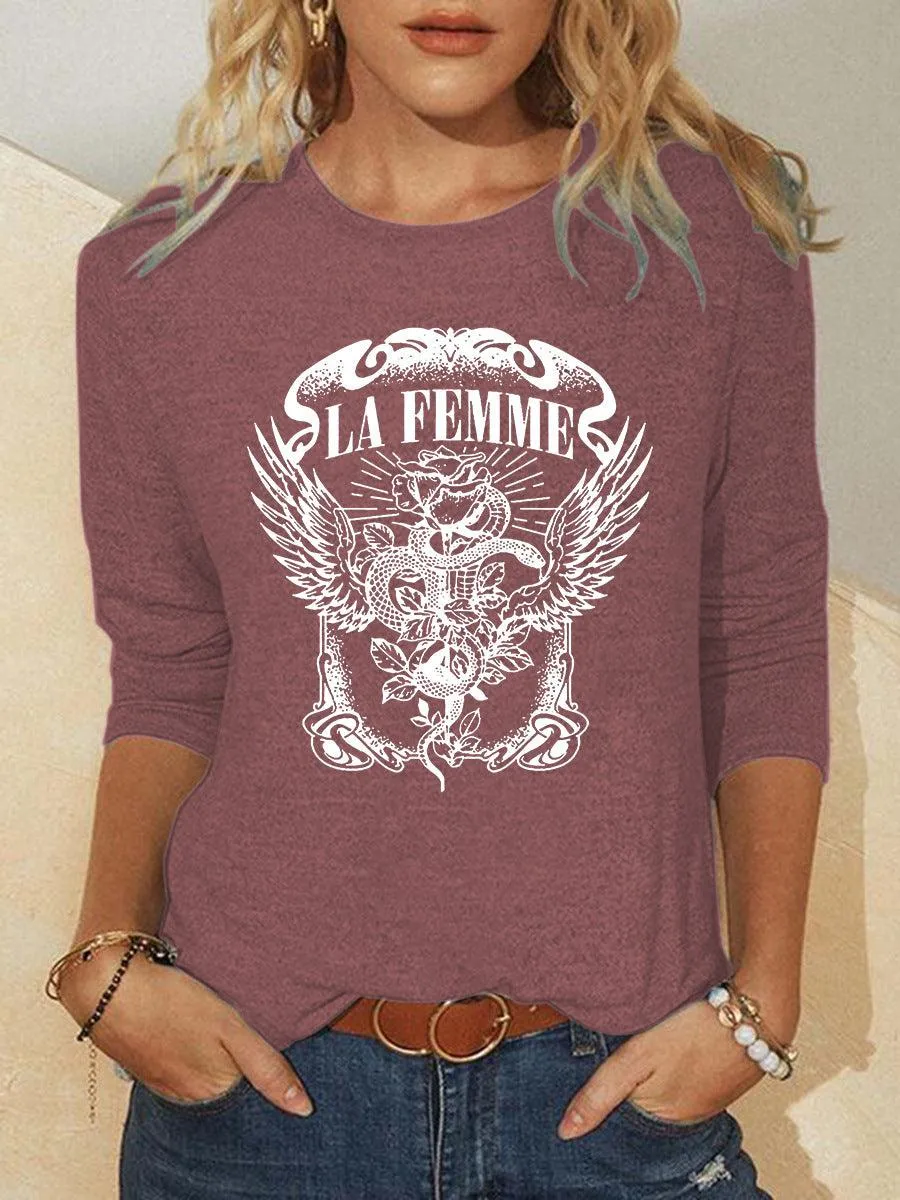 Graphic Print Fashion Outer Wear Round Neck T-shirt