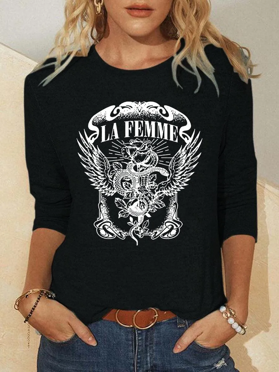 Graphic Print Fashion Outer Wear Round Neck T-shirt