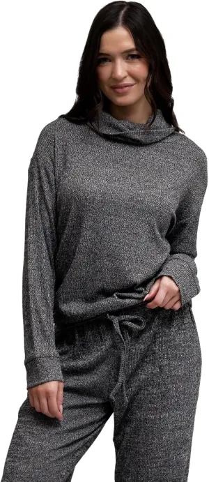 Hello Mello CuddleBlend Womens Lounge Comfortable Pajama Long Sleeve Top with Cowl Neck and Thumbholes
