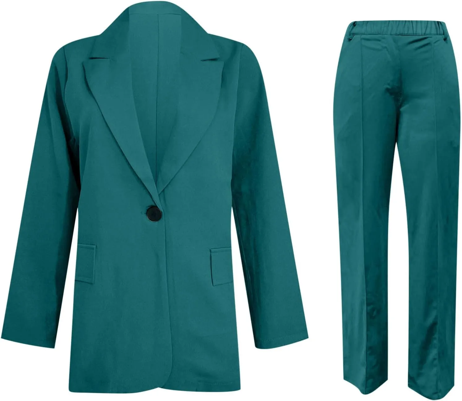 HGps8w 2 Piece Outfits for Women Dressy Work Pants Suits, Blazer Jacket & Straight-Leg Long Pants Business Casual Clothes