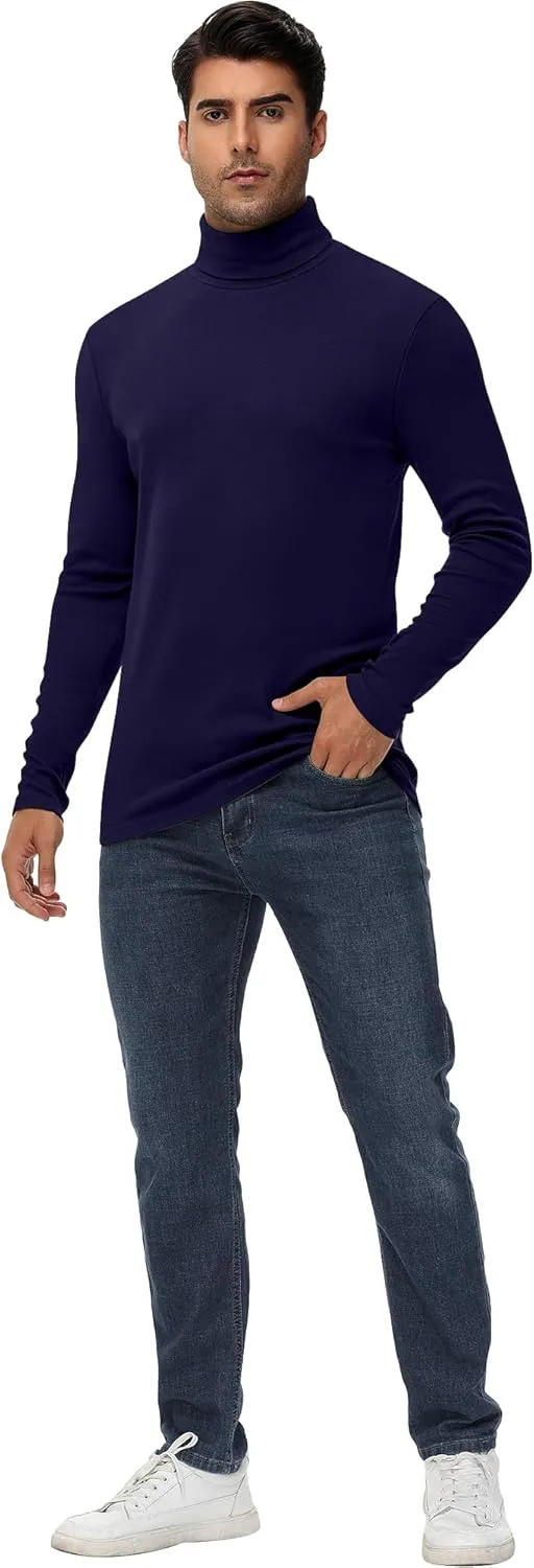Huukeay 4 Pack Men's Turtleneck Shirts, Long Sleeve Casual Pullover Lightweight Slim Fit Knitted Sweaters Basic Soft Tops