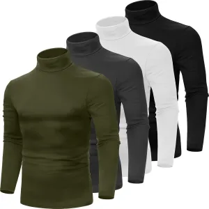 Huukeay 4 Pack Men's Turtleneck Shirts, Long Sleeve Casual Pullover Lightweight Slim Fit Knitted Sweaters Basic Soft Tops