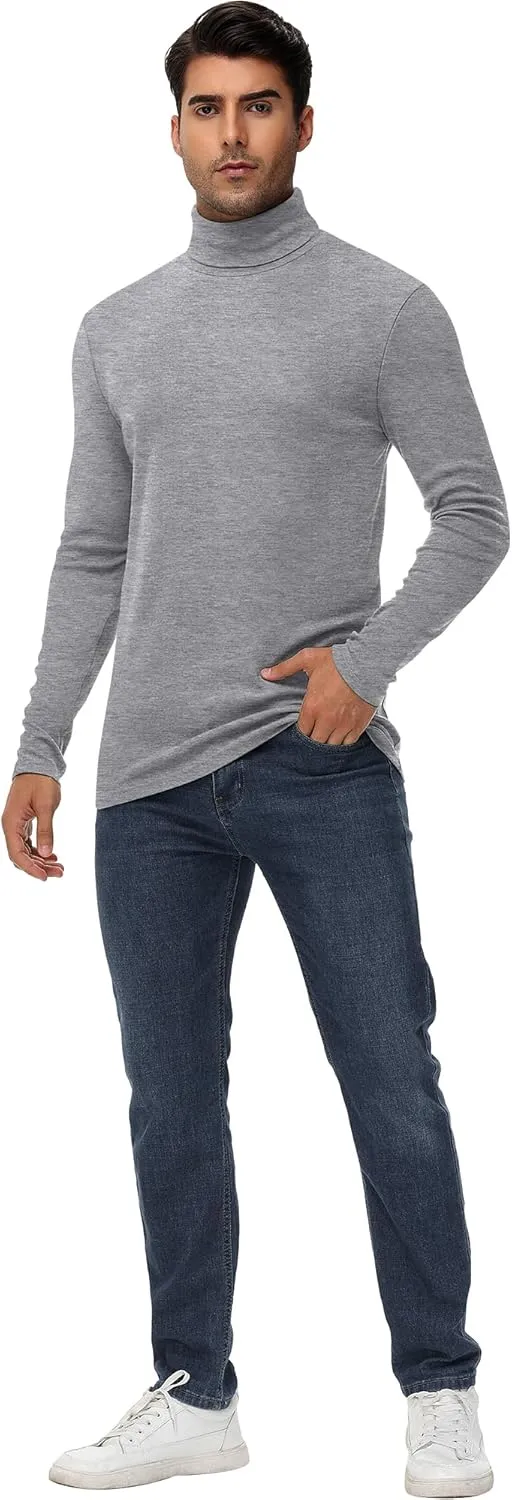 Huukeay 4 Pack Men's Turtleneck Shirts, Long Sleeve Casual Pullover Lightweight Slim Fit Knitted Sweaters Basic Soft Tops
