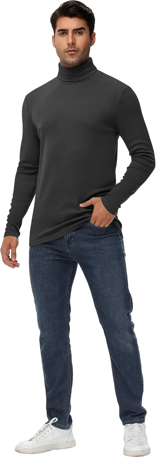 Huukeay 4 Pack Men's Turtleneck Shirts, Long Sleeve Casual Pullover Lightweight Slim Fit Knitted Sweaters Basic Soft Tops