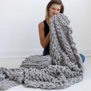 INFINITE CHUNKY KNIT BLANKET | MINKY | BIG - MIST