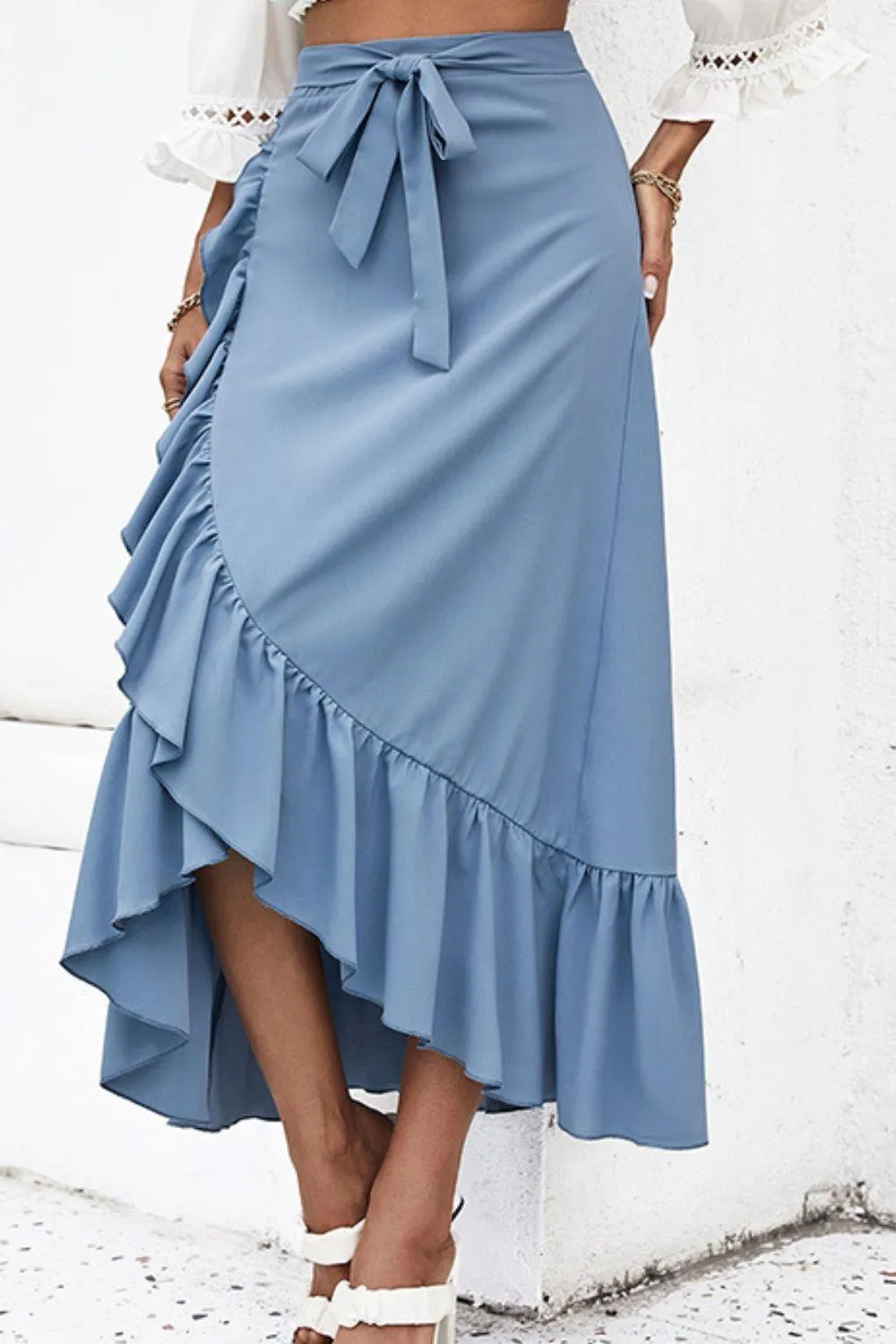 Infinite Elegance Ruffle Asymmetrical Hem Skirt