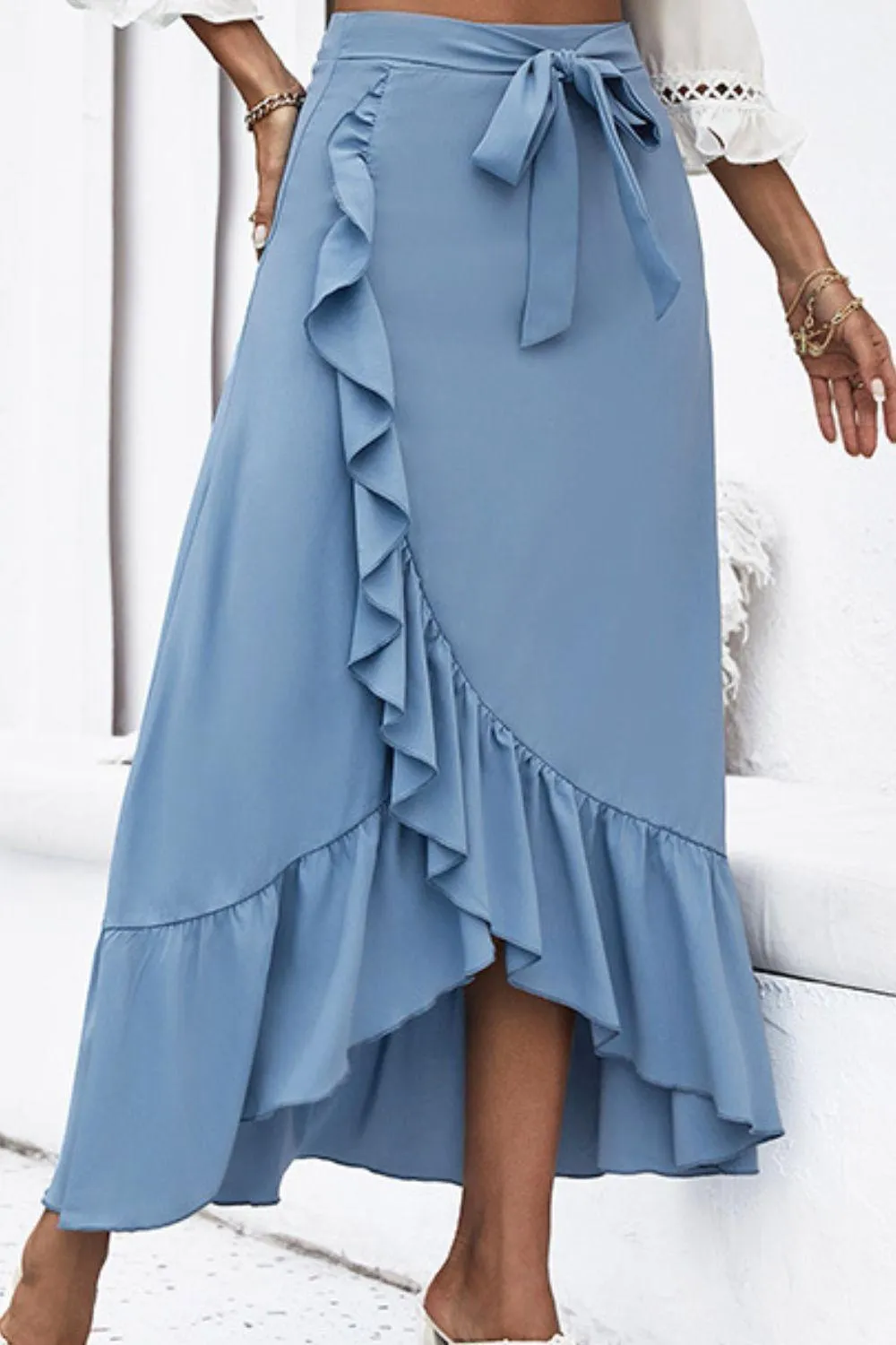 Infinite Elegance Ruffle Asymmetrical Hem Skirt