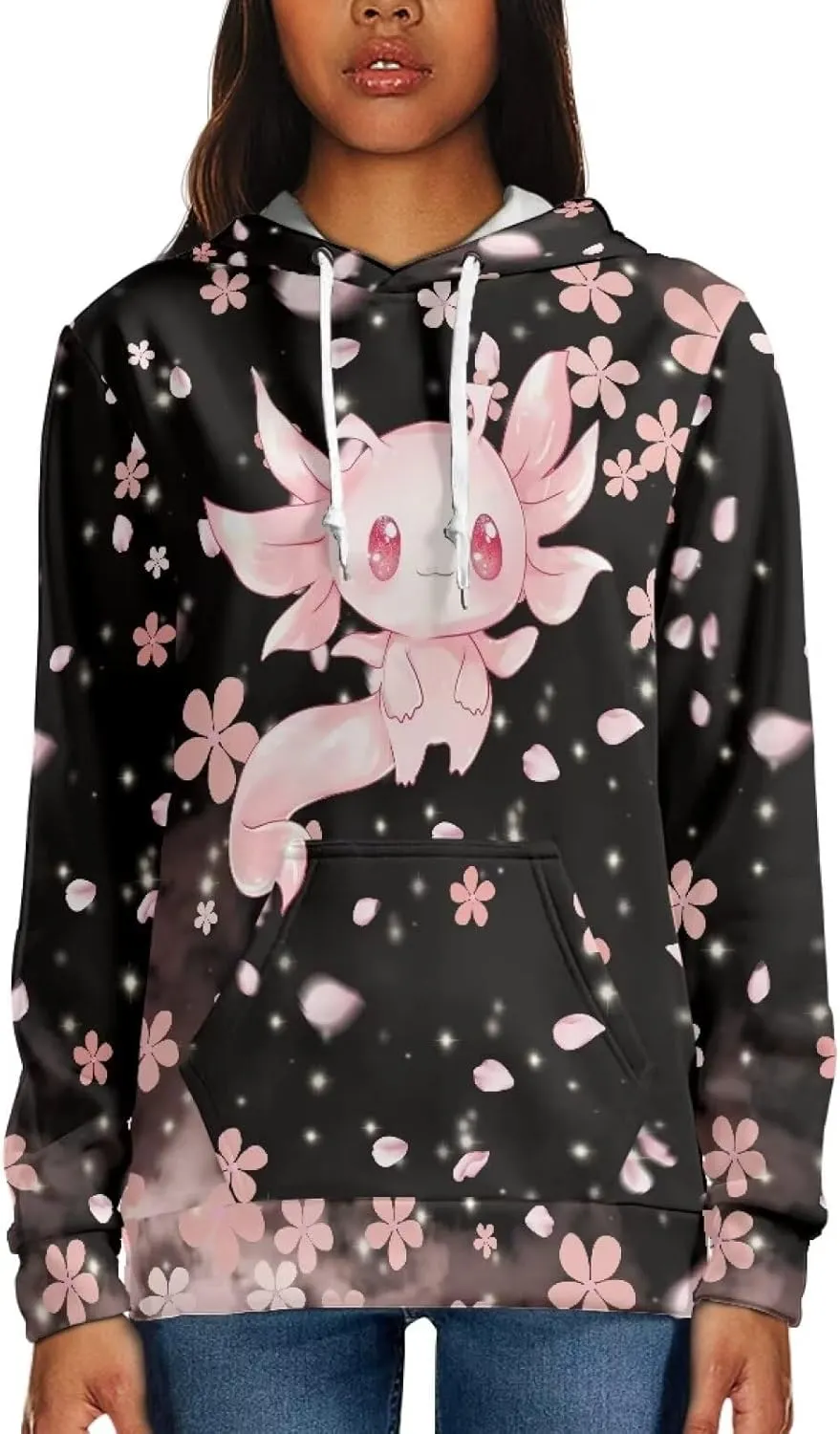 INSTANTARTS Women Girl Long Sleeve Hoodie Sweatshirts Loose Fit Comfortable Athletic Pullover Hooded Tops