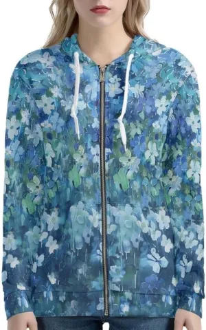 Irisjudy Womens Fall Jackets Hoodie with Pocket, Skulls,Island Flowers Zip Front Open Cardigan Hood Warm Outerwear XS-5XL