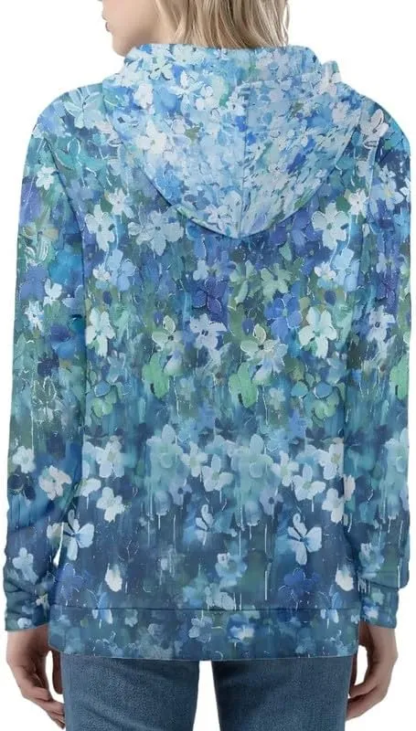 Irisjudy Womens Fall Jackets Hoodie with Pocket, Skulls,Island Flowers Zip Front Open Cardigan Hood Warm Outerwear XS-5XL