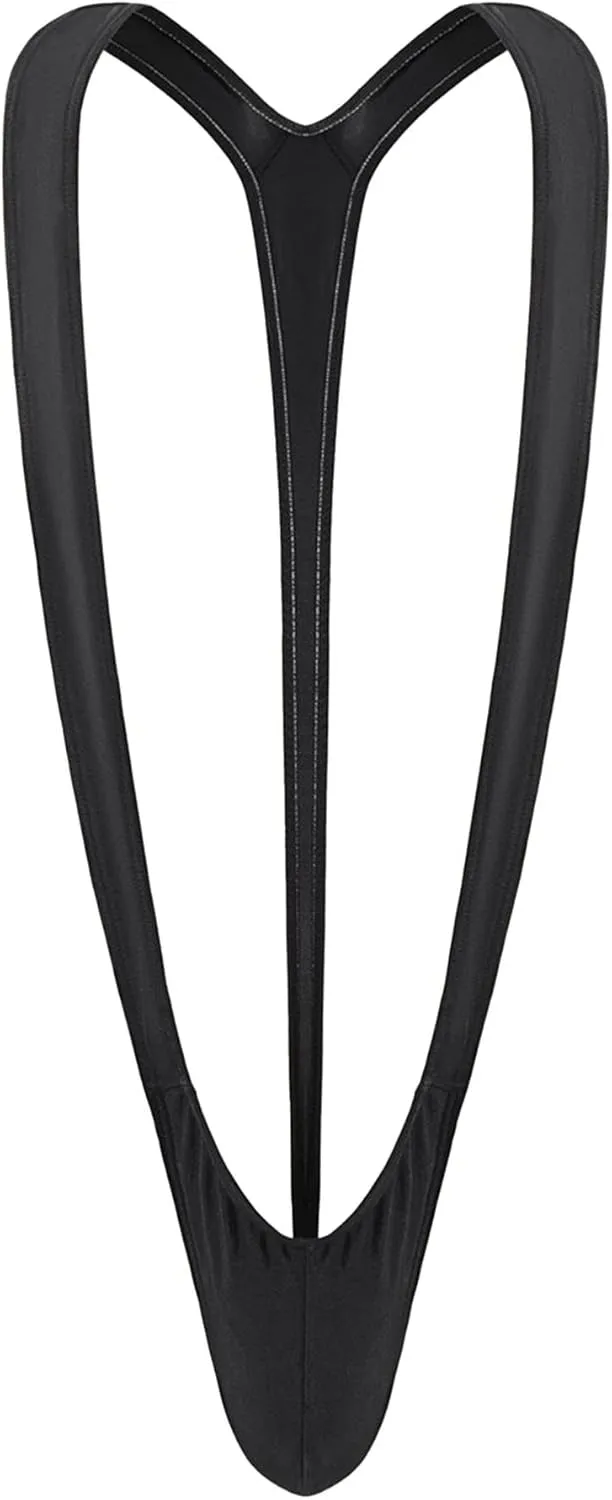 JEKE-DG Men's Eritic Jock Straps Bikini Thong Sexy Hollow Out T-Back Briefs Leather Wetlook Clubwear Bodysuit
