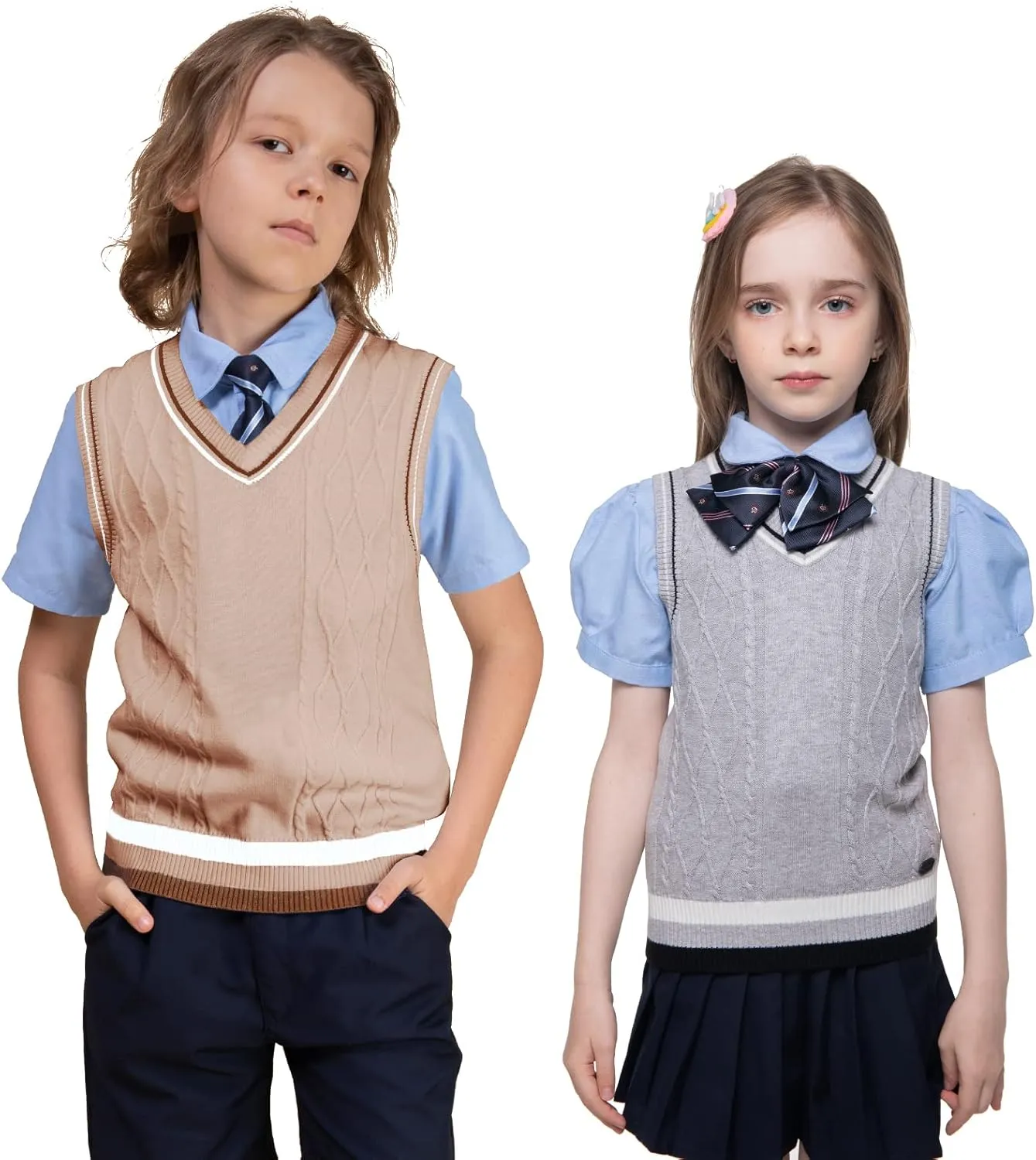 Kid Nation Boys Sweater Vest 100% Cotton School Uniform Vest for Girls Boy Toddler Kids Knit Vest