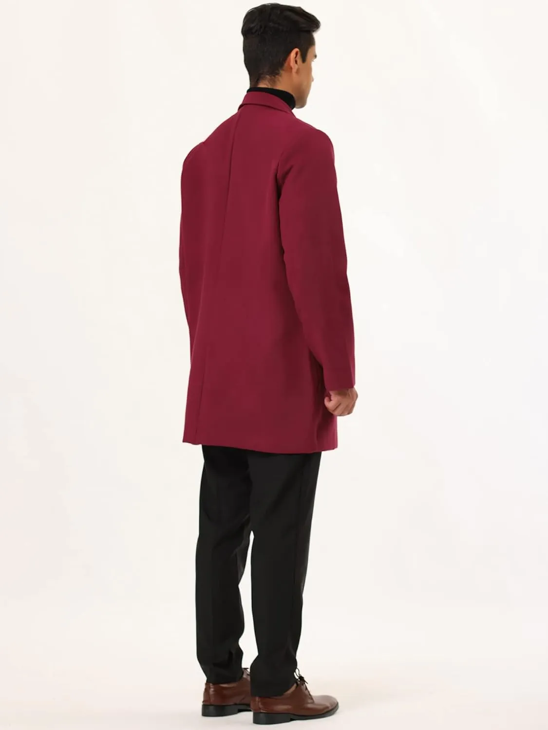 Lars Amadeus Men's Trench Coat Slim Fit Winter Notched Lapel Single Breasted Long Jacket Overcoat