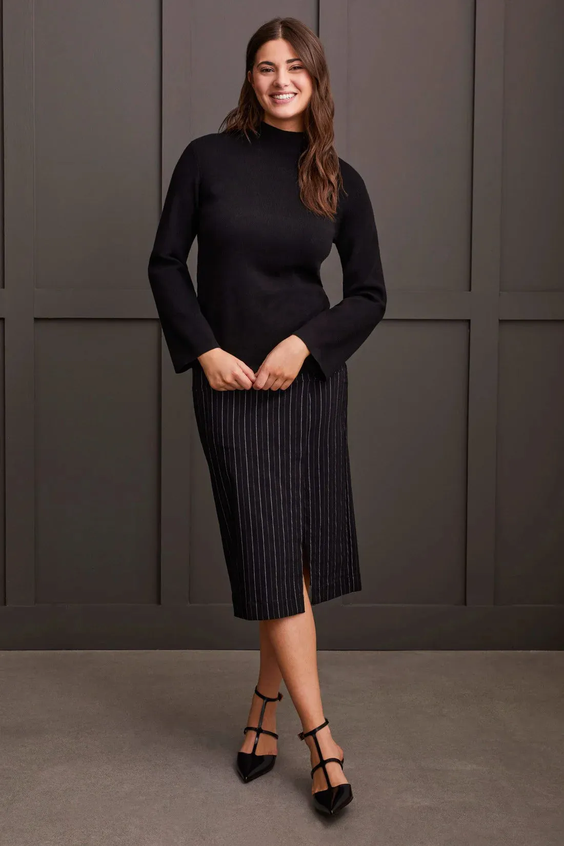 Long Sleeve Funnel Neck Sweater [Black-1921O]