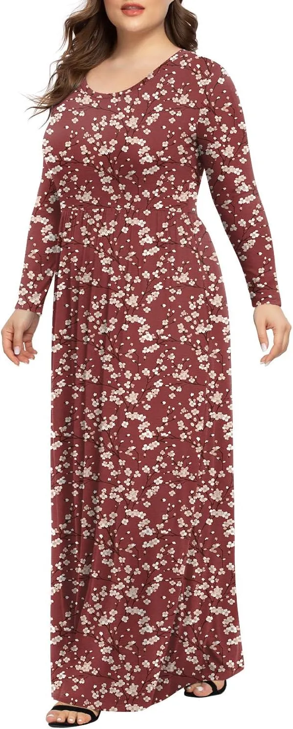 LONGYUAN Women's Plus Size Maxi Dresses for Curvy Women Casual Long Dress XL-6XL