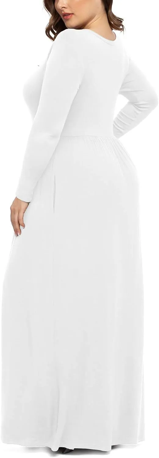 LONGYUAN Women's Plus Size Maxi Dresses for Curvy Women Casual Long Dress XL-6XL