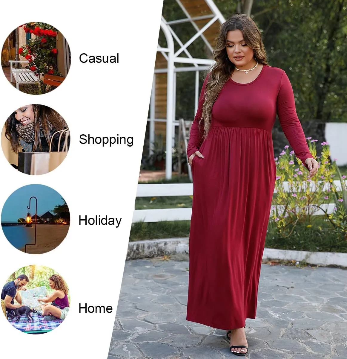 LONGYUAN Women's Plus Size Maxi Dresses for Curvy Women Casual Long Dress XL-6XL