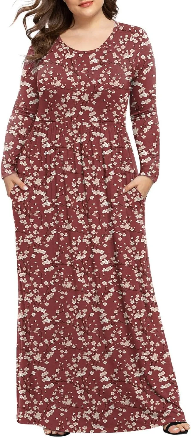 LONGYUAN Women's Plus Size Maxi Dresses for Curvy Women Casual Long Dress XL-6XL