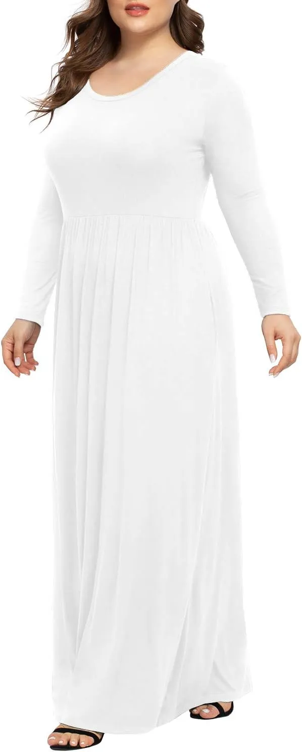 LONGYUAN Women's Plus Size Maxi Dresses for Curvy Women Casual Long Dress XL-6XL
