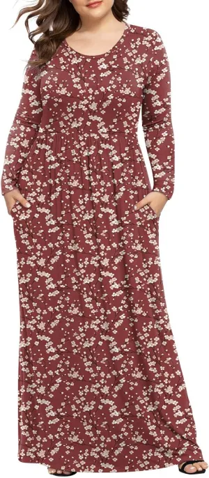 LONGYUAN Women's Plus Size Maxi Dresses for Curvy Women Casual Long Dress XL-6XL