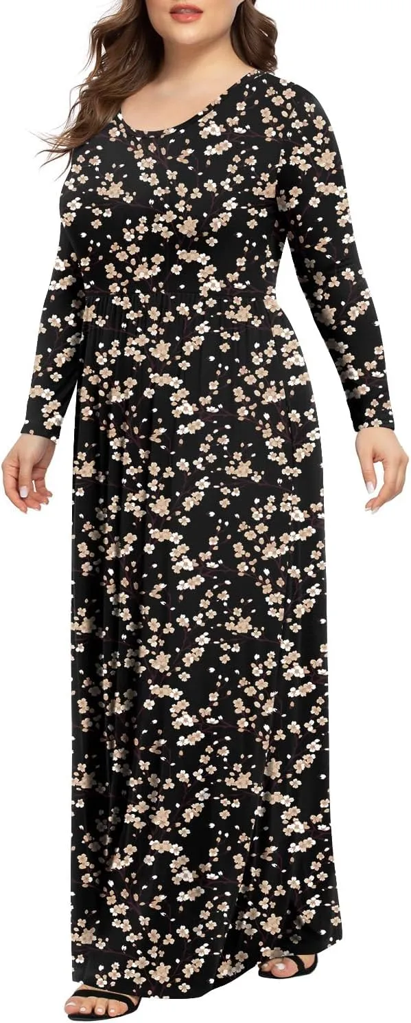 LONGYUAN Women's Plus Size Maxi Dresses for Curvy Women Casual Long Dress XL-6XL