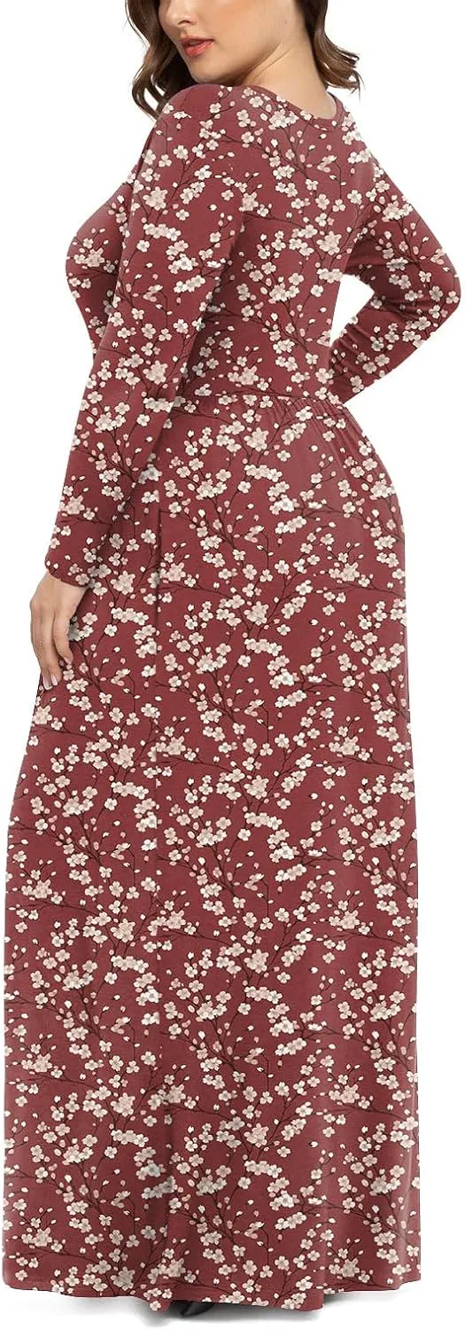LONGYUAN Women's Plus Size Maxi Dresses for Curvy Women Casual Long Dress XL-6XL