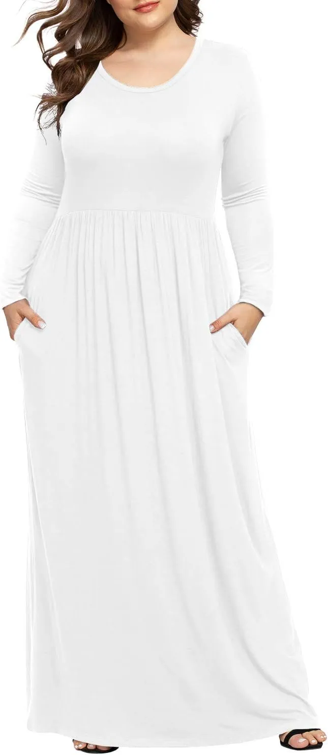 LONGYUAN Women's Plus Size Maxi Dresses for Curvy Women Casual Long Dress XL-6XL