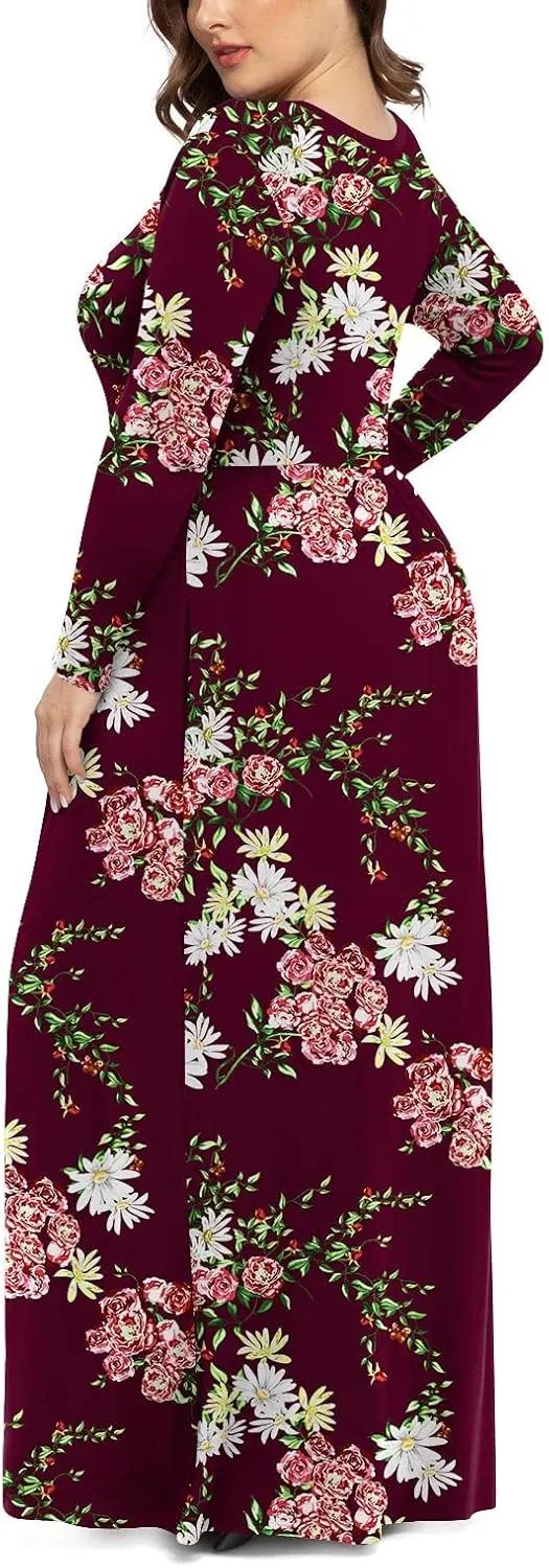 LONGYUAN Women's Plus Size Maxi Dresses for Curvy Women Casual Long Dress XL-6XL