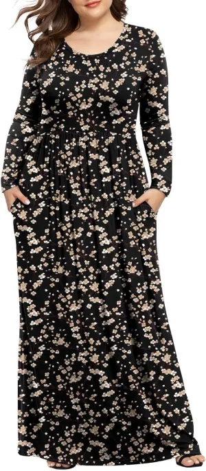 LONGYUAN Women's Plus Size Maxi Dresses for Curvy Women Casual Long Dress XL-6XL