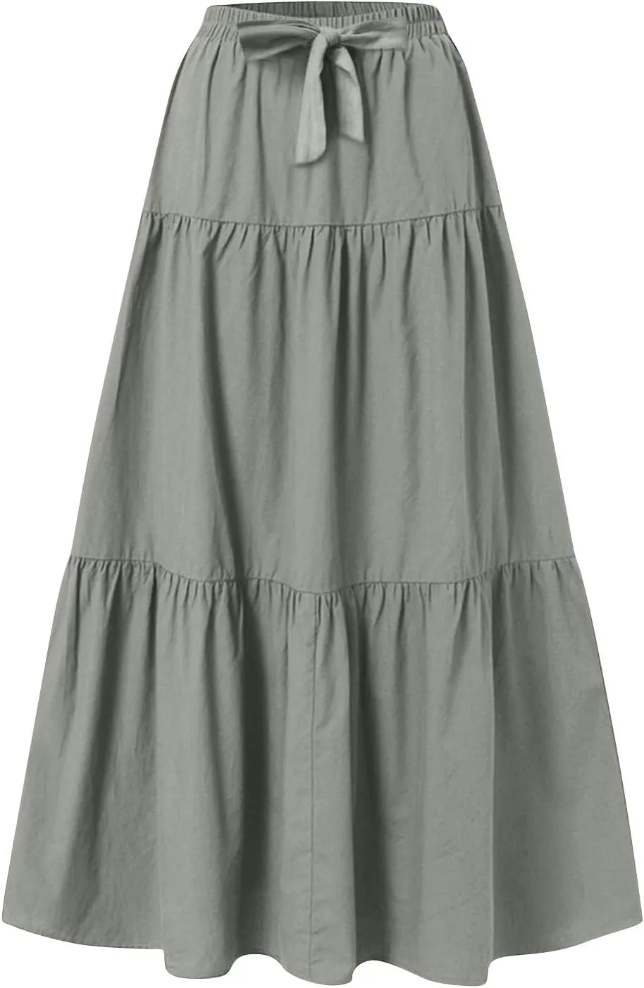 Maxi Skirts for Women 2025 Fashion Boho Long Skirt Summer Beach Swing Ruffle Tiered A-Line Pleated Elastic Waist