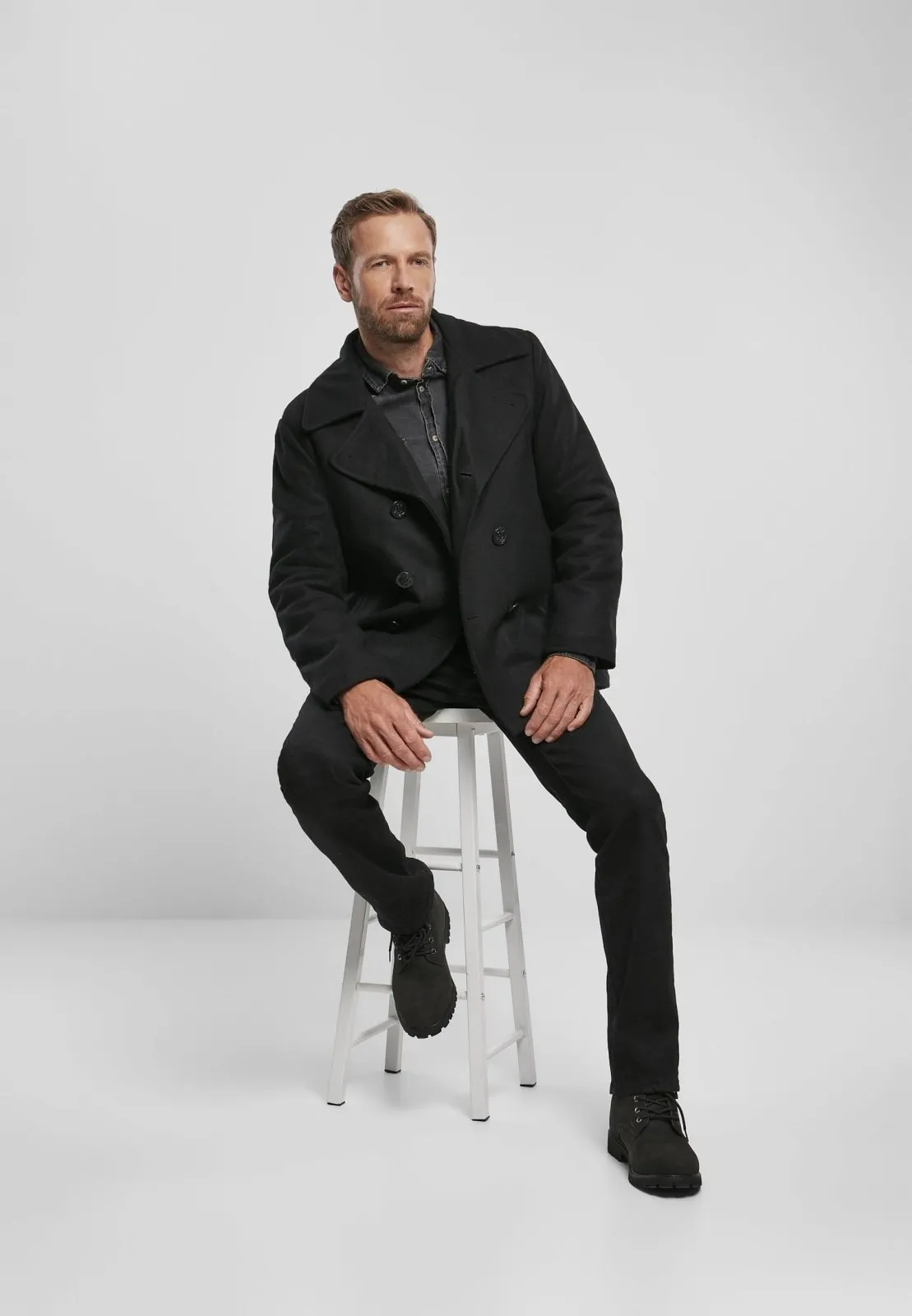 Men's Black Pea Thick Coat