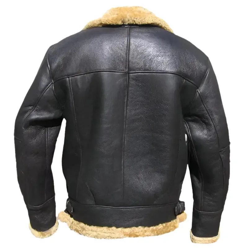Men's Brown Winter Fur Leather Jacket - Warm & Stylish Outerwear