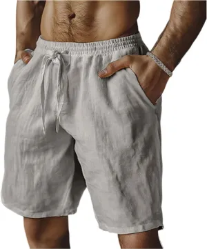 Men's Casual Shorts Cotton Elastic Waist Drawstring Shorts Lightweight Summer Beach Shorts 2025