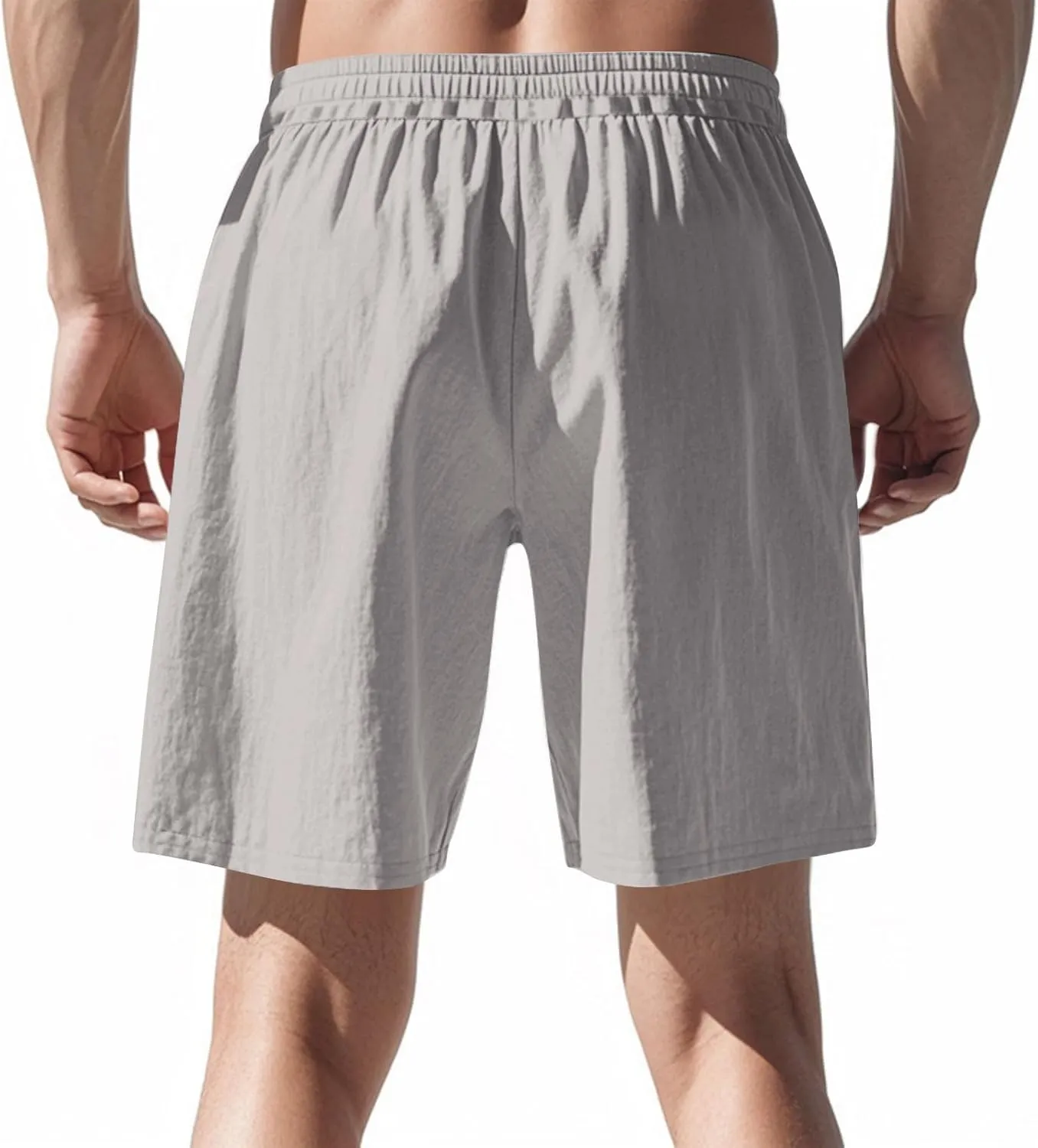 Men's Casual Shorts Cotton Elastic Waist Drawstring Shorts Lightweight Summer Beach Shorts 2025