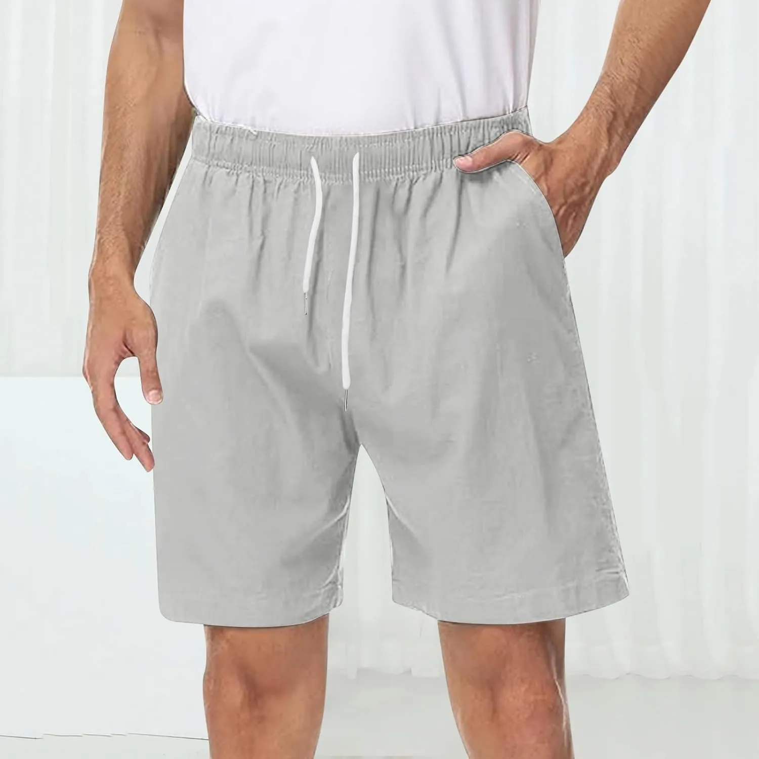 Men's Chino Shorts Casual Elastic Waist Drawstring Lightweight Workout Lounge Beach Jersey Sweat Shorts