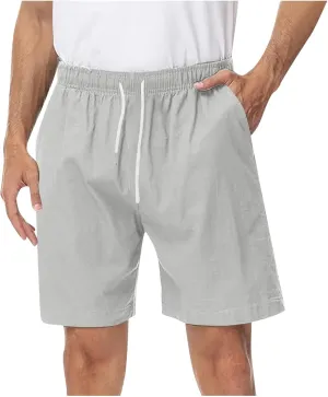 Men's Chino Shorts Casual Elastic Waist Drawstring Lightweight Workout Lounge Beach Jersey Sweat Shorts