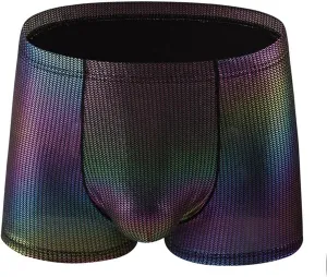 Mens Solid Color Imitation Leather Sexy Ventilate Waist Underwear Briefs Breathable Soft with Fly Underwear for Men
