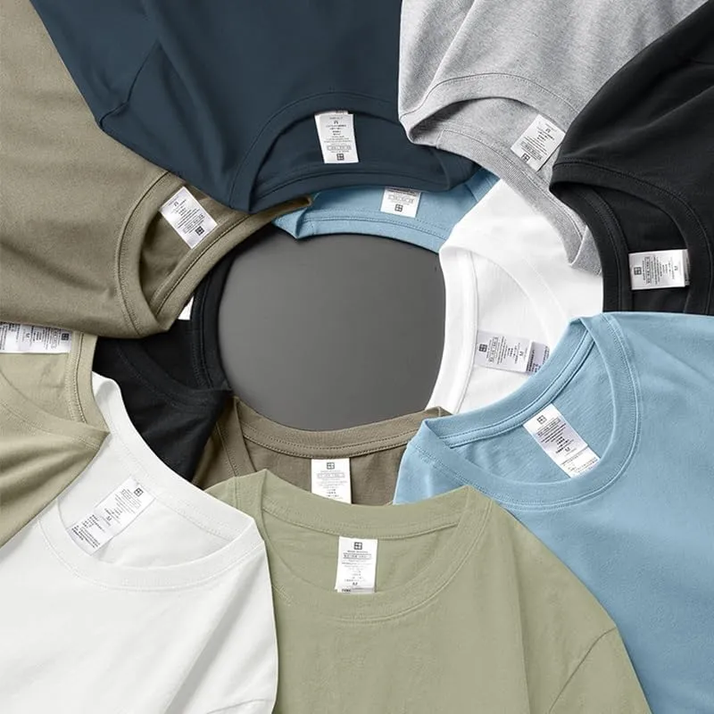 Men's Summer Cotton T-Shirt Round Neck Colors Short Sleeve Casual Tee Youth Breathable Comfortable