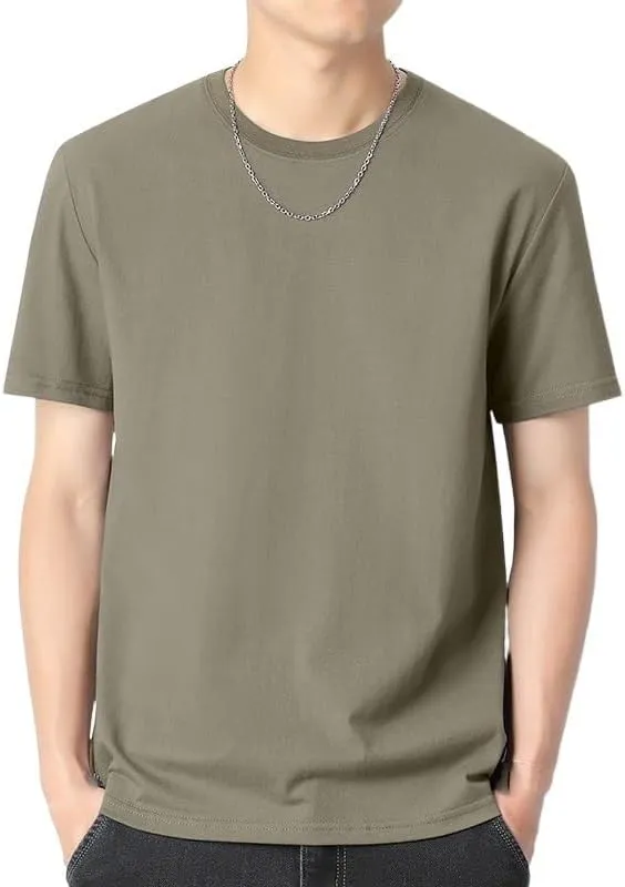 Men's Summer Cotton T-Shirt Round Neck Colors Short Sleeve Casual Tee Youth Breathable Comfortable