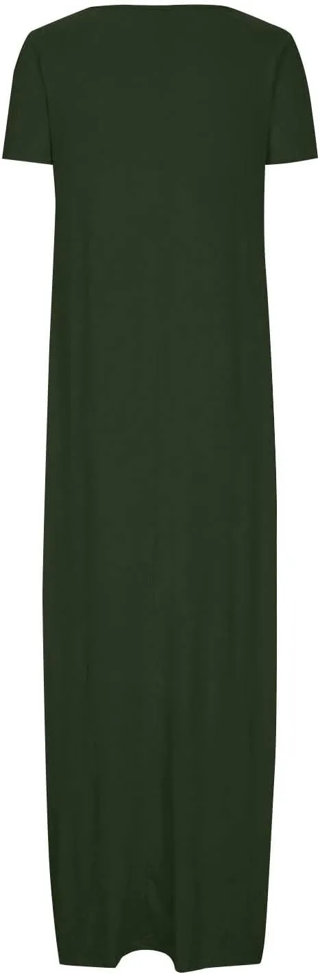 Midi Dresses for Women Casual Ruffle Summer Maxi Dress 2025 Vacation Boho Beach Sundresses Flowy Long Dress Pockets