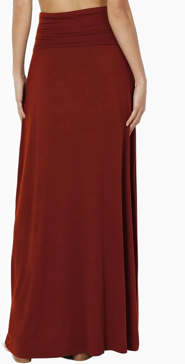 Midi Skirts for Women,Daily Elegant Skirt High Waist Draped Skirt Goddess Long Pleated Skirt Woman Summer Elastic Waist