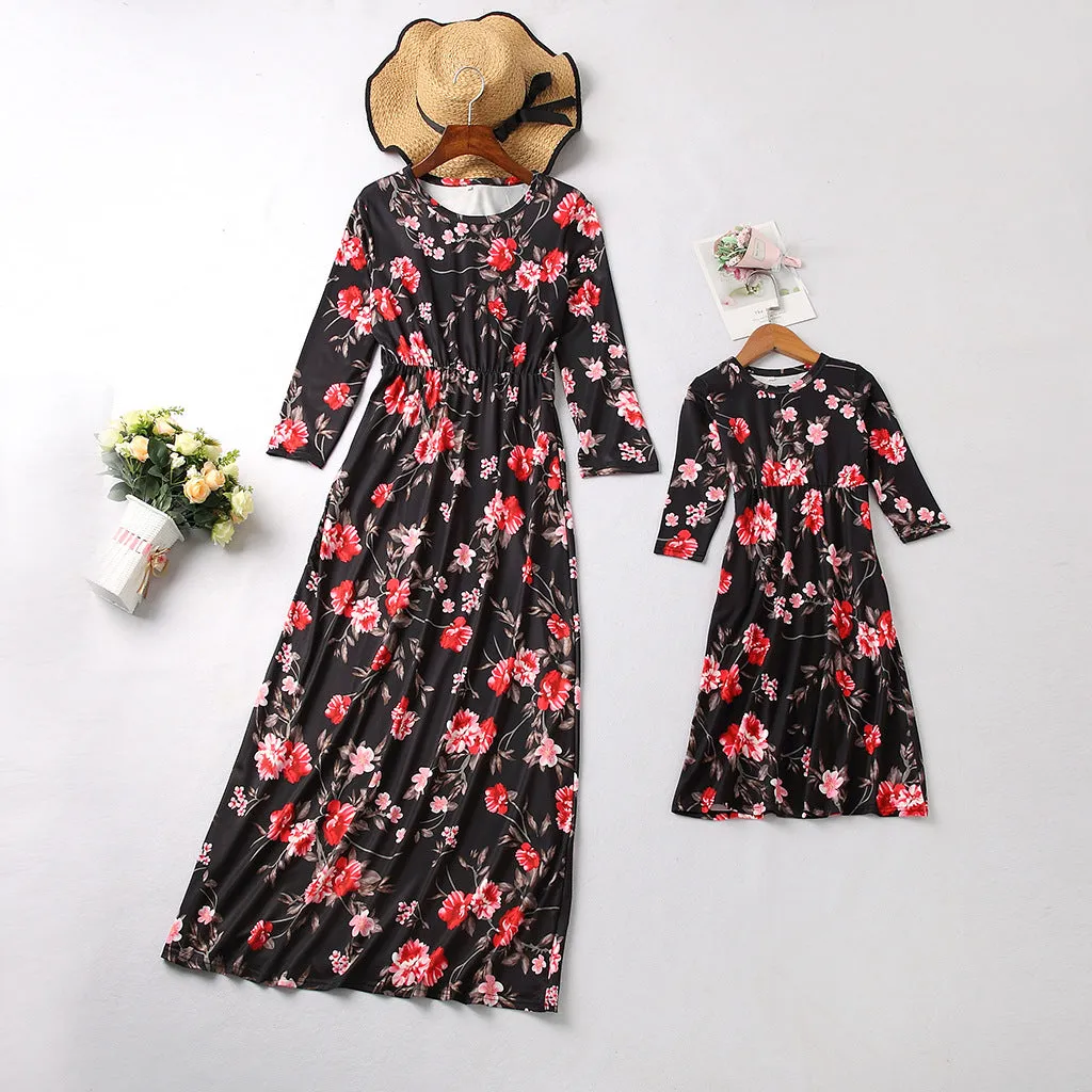 Mommy & Daughter Floral Print Dress